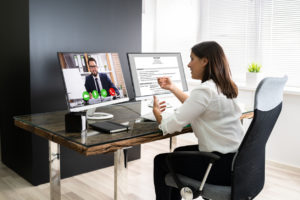 medical employer asking physician recruiter questions via video conference