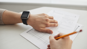 physician taking a personality assessment as part of the hiring process