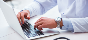 physician looking through state medical licensing application requirements